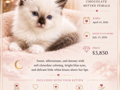 Sangria Chocolate Mitted With White Above Her Lips - Ragdoll - Gallery Photo #1